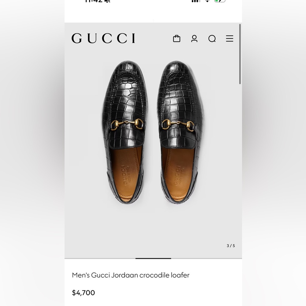 Gucci Black Crocodile Leather Loafers